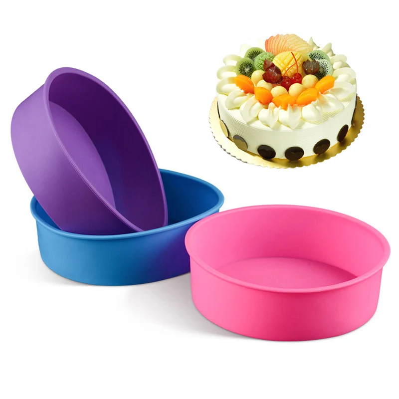 

3pc/set Round Shape Moulds Silicone Mold Cake Mousse for Ice Creams Chocolates Pastry Art Pan Bakeware Cake Tools 6/8/9'' Mold