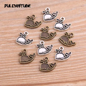 

30PCS 12*23mm New Product Two Color Whale Charms Animal Pendant Jewelry Metal Alloy Jewelry Marking