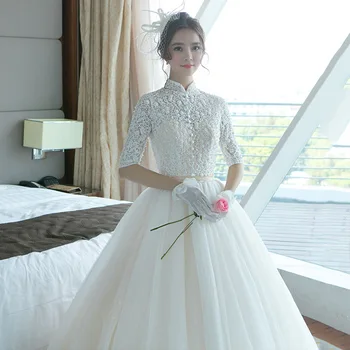 Bridal A Line Wedding Dress Half Sleeve High Neck Beaded Sequin Tulle Wedding Gown vestido de noiva
Bridal A Line Wedding Dress Half Sleeve High Neck Beaded Sequin Tulle Wedding Gown vestido de noiva