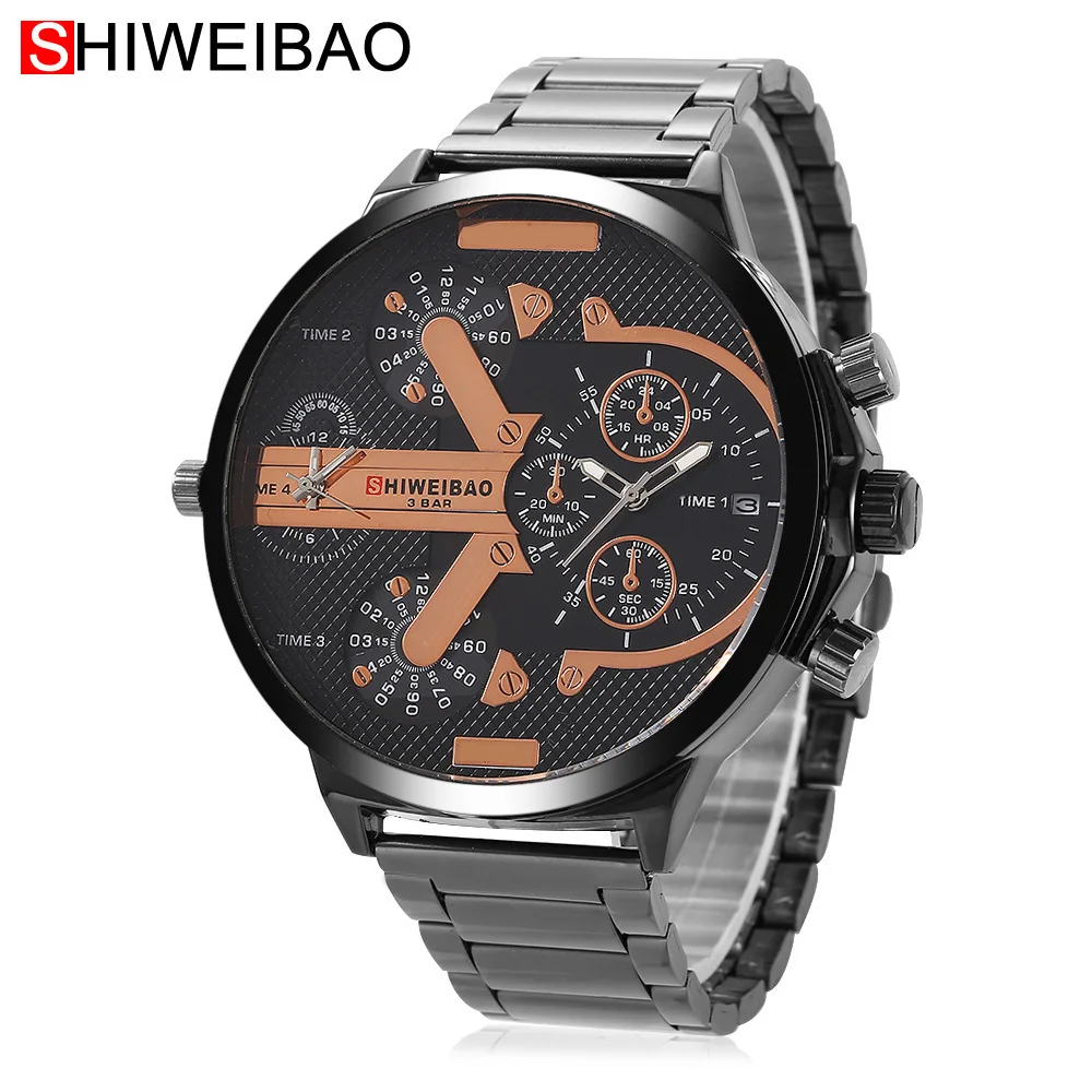 cool big case mens watches quartz watch men free shipping dual time zones dz miltiary wristwatches (4)