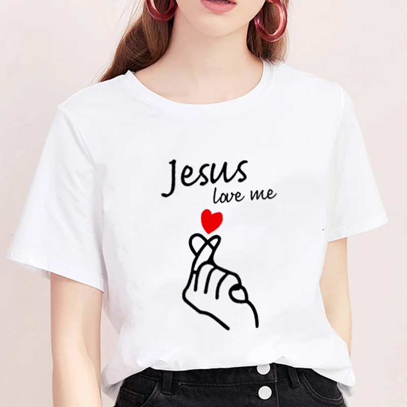 Jesus Love me Print Harajuku T shirt Women 2019 New Tshirt O-neck Short Sleeve Love of Letter T-shirt White Tops women Clothing
Jesus Love me Print Harajuku T shirt Women 2019 New Tshirt O-neck Short Sleeve Love of Letter T-shirt White Tops women Clothing