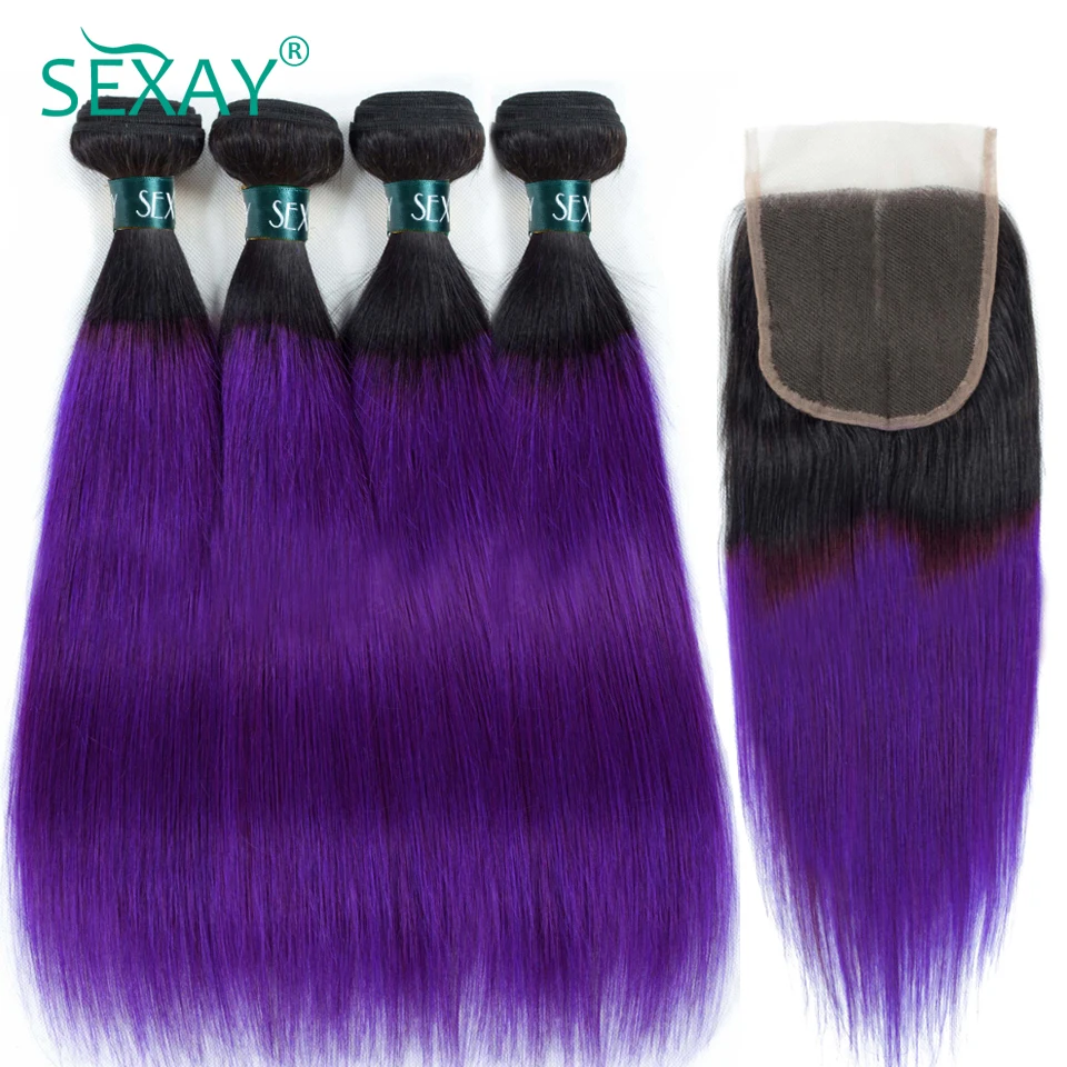 SEXAY Ombre Hair Bundles Straight Dark Purple Ombre Brazilian Human Hair With Lace Closure 4 Bundles With Closures Non Remy Hair
SEXAY Ombre Hair Bundles Straight Dark Purple Ombre Brazilian Human Hair With Lace Closure 4 Bundles With Closures Non Remy Hair