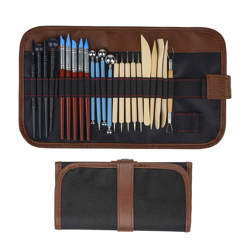 23pcs/set Clay Engraving Tool Set Stylus Embellishment Sculpture Styling Embossed with Bag | Дом и сад