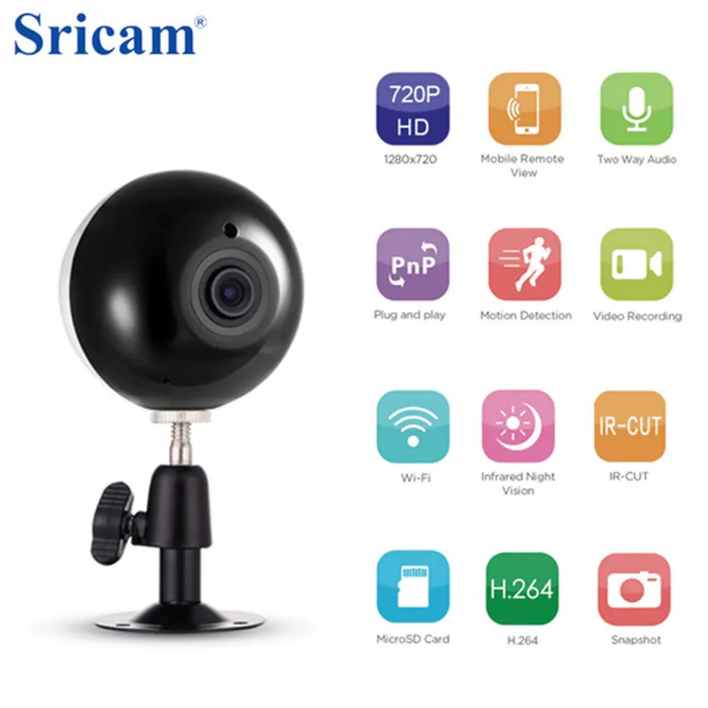 

Sricam SP021 Panoramic IP Camera 720P HD IR-CUT Night Vision Motion Detection Home Security Video Camera WiFi Wireless Camera