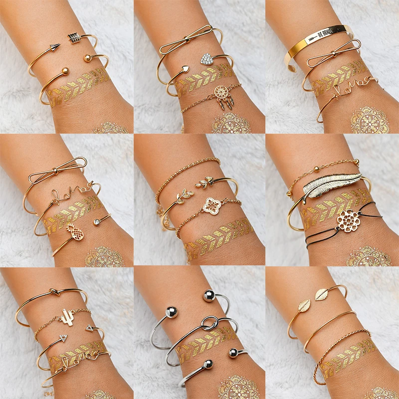 New Trendy Women Alloy Bracelets Set Fashion Hand Jewelry Accessories For Ladies Girlfriends Casual Open Bangles Bracelet Chain
New Trendy Women Alloy Bracelets Set Fashion Hand Jewelry Accessories For Ladies Girlfriends Casual Open Bangles Bracelet Chain
