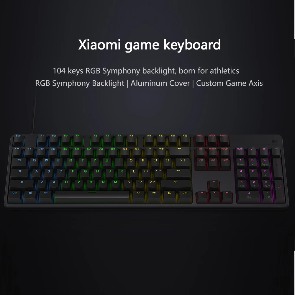 Original Xiaomi Mi Gaming Keyboard 104 Keys RGB LED Backlight Aluminum Alloy Cover 32 bit ARM Fast Speed USB Wired Mi Keyboard
Original Xiaomi Mi Gaming Keyboard 104 Keys RGB LED Backlight Aluminum Alloy Cover 32 bit ARM Fast Speed USB Wired Mi Keyboard