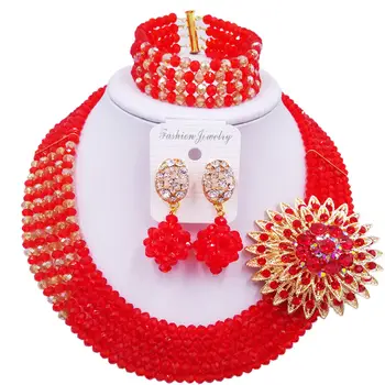 Laanc Brand African Beads Jewelry Set Red Champagne Gold AB Nigerian Wedding Necklace and Earrings for Women CB5R003
Laanc Brand African Beads Jewelry Set Red Champagne Gold AB Nigerian Wedding Necklace and Earrings for Women CB5R003