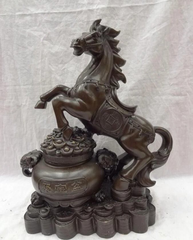 USPS to USA S1838 17" Chinese Bronze FengShui Wealth Treasure Bowl YuanBao Fu Coin Up Horse Statue B0401 
USPS to USA S1838 17" Chinese Bronze FengShui Wealth Treasure Bowl YuanBao Fu Coin Up Horse Statue B0401