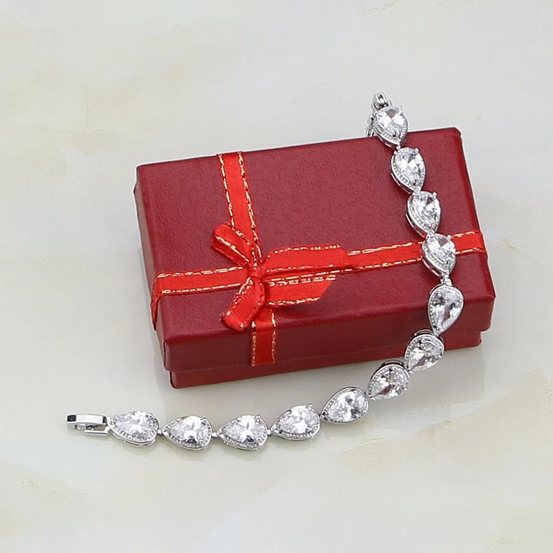 Wholesale Water Drop White Cubic Zirconia Charm Bracelet 925 Sterling Silver Chain & Link Adjustable Bracelet For Women Wedding
Wholesale Water Drop White Cubic Zirconia Charm Bracelet 925 Sterling Silver Chain & Link Adjustable Bracelet For Women Wedding