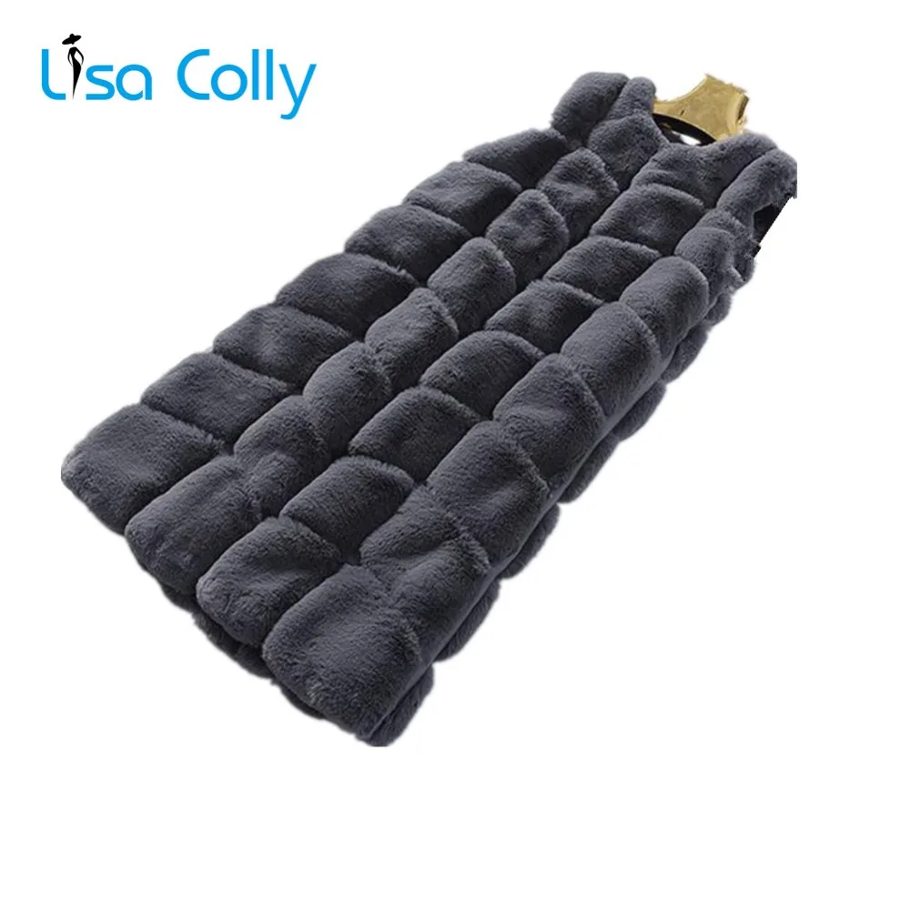 

Lisa Colly Fake fur Women Thick Fur Vest coat Luxury Faux Rabbit Fur Vest Winter Long Fox fur vest coat streetwear warm overcoat