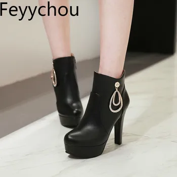 Women Boots Autumn Winter Super High Heel Round Toe Zip Crystal Ankle Motorcycle Boots Platform 2018 New Sexy Fashion Black Pink
Women Boots Autumn Winter Super High Heel Round Toe Zip Crystal Ankle Motorcycle Boots Platform 2018 New Sexy Fashion Black Pink