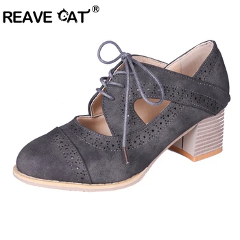 REAVE CAT 2019 New arrival Spring summer Shoes woman Mid heels Cross tied Female mujer Round toe Square heel Black Grey A1610
REAVE CAT 2019 New arrival Spring summer Shoes woman Mid heels Cross tied Female mujer Round toe Square heel Black Grey A1610