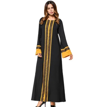 Nice Dress Women Patchwork O Neck Casual Long Dress Long Flare Sleeve Middle East Nice Loose Fashion Black Plus Size Dress
Nice Dress Women Patchwork O Neck Casual Long Dress Long Flare Sleeve Middle East Nice Loose Fashion Black Plus Size Dress