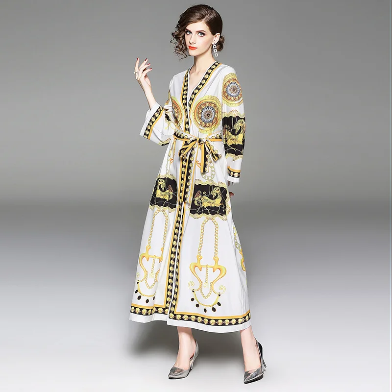 Runway Dress 2019 Women Vintage Jewel Beading Flower Print Party Dress Designer Long Maxi Dress Floor-length Vestidos Robe Femme
Runway Dress 2019 Women Vintage Jewel Beading Flower Print Party Dress Designer Long Maxi Dress Floor-length Vestidos Robe Femme