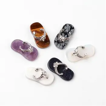 Jewelry Findings Slippers Mixed Stone Pendants, with Brass Findings, Platinum, 23x11x7mm, Hole: 8mm 
Jewelry Findings Slippers Mixed Stone Pendants, with Brass Findings, Platinum, 23x11x7mm, Hole: 8mm