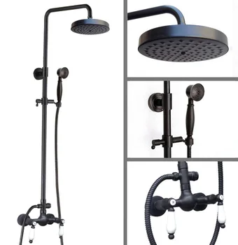Black Oil Rubbed Brass Dual Ceramic Handle Bathroom 8 Inch Round Rain Shower Faucet Set Bath Mixer Tap Hand Shower mrs476
Black Oil Rubbed Brass Dual Ceramic Handle Bathroom 8 Inch Round Rain Shower Faucet Set Bath Mixer Tap Hand Shower mrs476