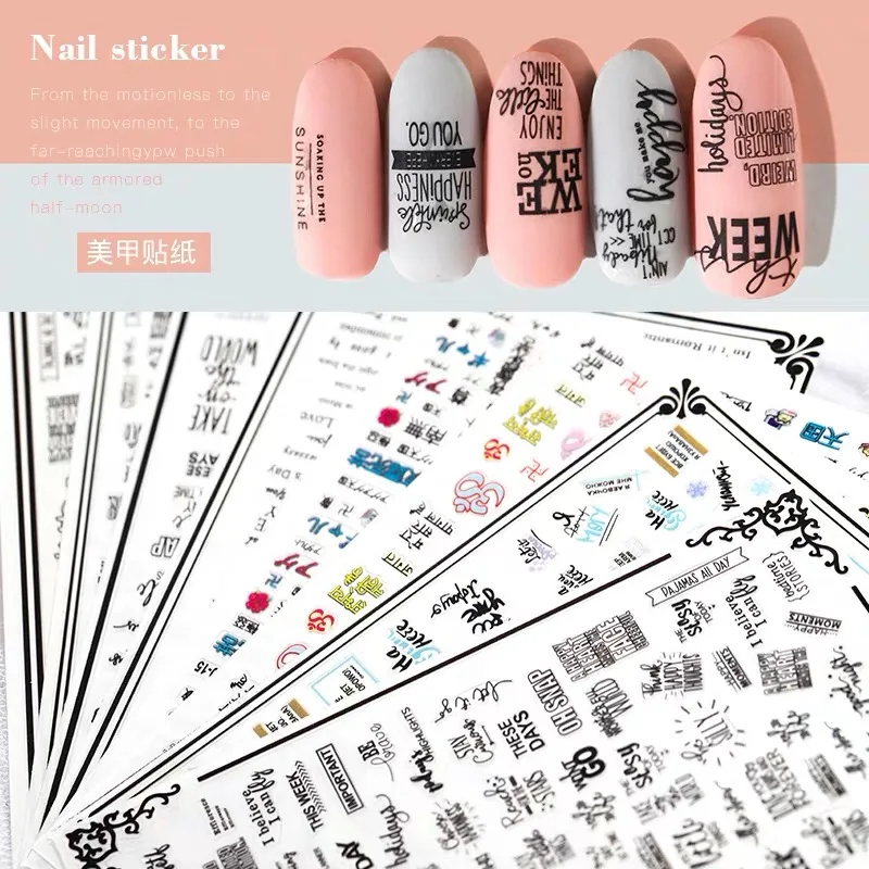 

Newest MG190510-01 Wild English 3d nail art sticker nail decal stamping export japan designs rhinestones decorations