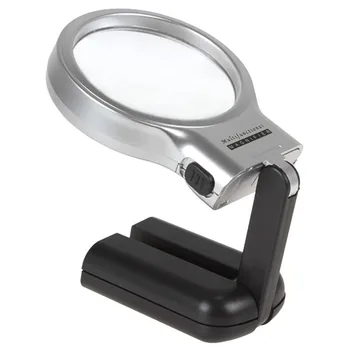 

Magnifiers 3X 62mm Adjustable Angle Plastic Multifunctional Optical Glass Magnifier with 2 LED Lights for Reading and Inspection