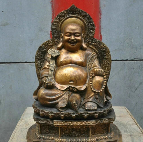 006381 20 Tibetan Buddhism Bronze Happy laughing Maitreya Buddha Sculpture Statue
006381 20 Tibetan Buddhism Bronze Happy laughing Maitreya Buddha Sculpture Statue