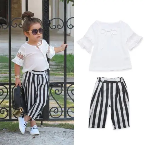 Summer Toddler Baby Girl Fashion Outfit Short Sleeve Lace Mesh T-shirt Tops Long Striped Pants 2PCS Kids New Arrival Clothes Set
Summer Toddler Baby Girl Fashion Outfit Short Sleeve Lace Mesh T-shirt Tops Long Striped Pants 2PCS Kids New Arrival Clothes Set