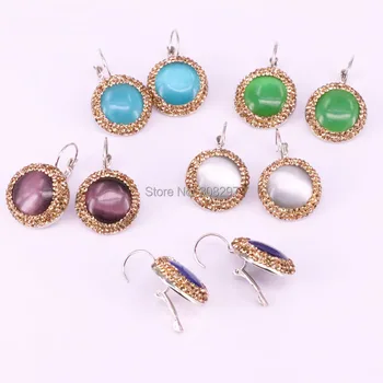 New Fashion 10Pair pave golden rhinestone mix color cat eye stone round earrings gem jewelry for women
New Fashion 10Pair pave golden rhinestone mix color cat eye stone round earrings gem jewelry for women