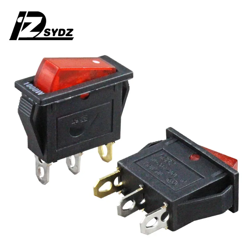 KCD3 1000 Вт черный переключатель типа лодки 25x20 мм 15A250V 3-контактный 2-зубчатый для