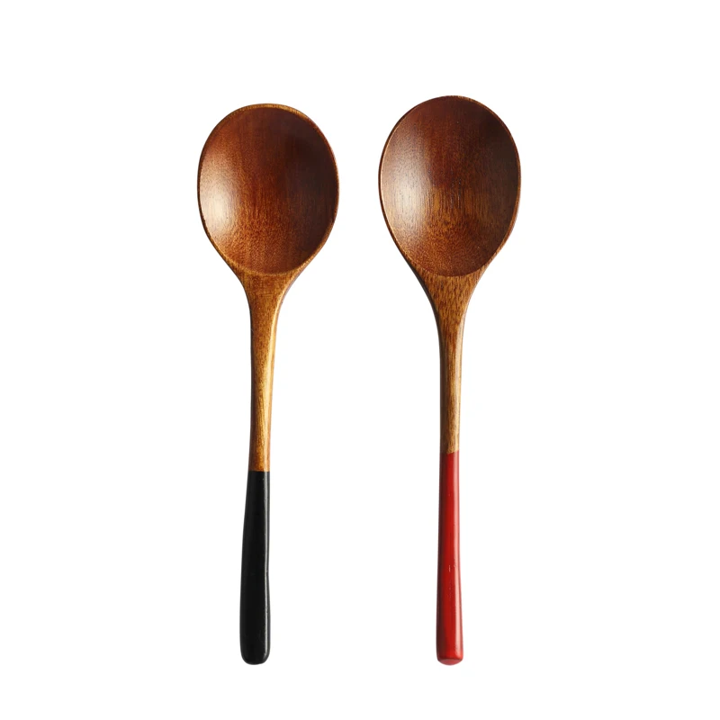 2pcs Wooden Spoons Kitchen Japanese Style Large Rice Soup Spoon Wood Kids Spoon Coffee Tea Ice Cream Wooden Utensils Tableware (6)