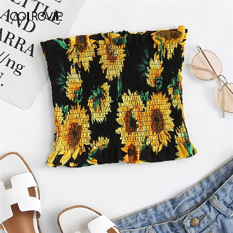 COLROVIE Strapless Floral Print Pleated Shirred Tube Boho Crop Top Women Clothes 2019 Summer Vacation Ladies Shirts Holiday Vest
COLROVIE Strapless Floral Print Pleated Shirred Tube Boho Crop Top Women Clothes 2019 Summer Vacation Ladies Shirts Holiday Vest