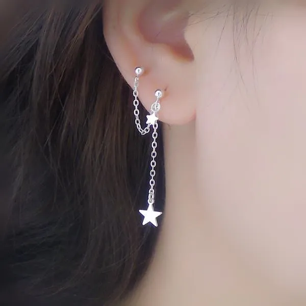 New two ear silver earrings 925 sterling silver two ear hole piece stud earrings short section tassel wild geometry
New two ear silver earrings 925 sterling silver two ear hole piece stud earrings short section tassel wild geometry