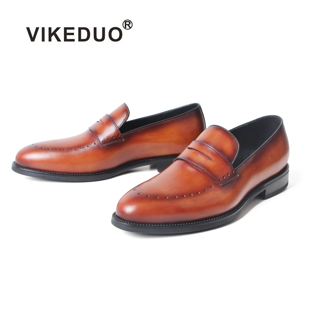 

VIKEDUO Luxury Brand Men's Loafers Shoes Casual Summer Driving Leather Shoes Male Wedding Office Slip-On Mans Footwear Zapatos