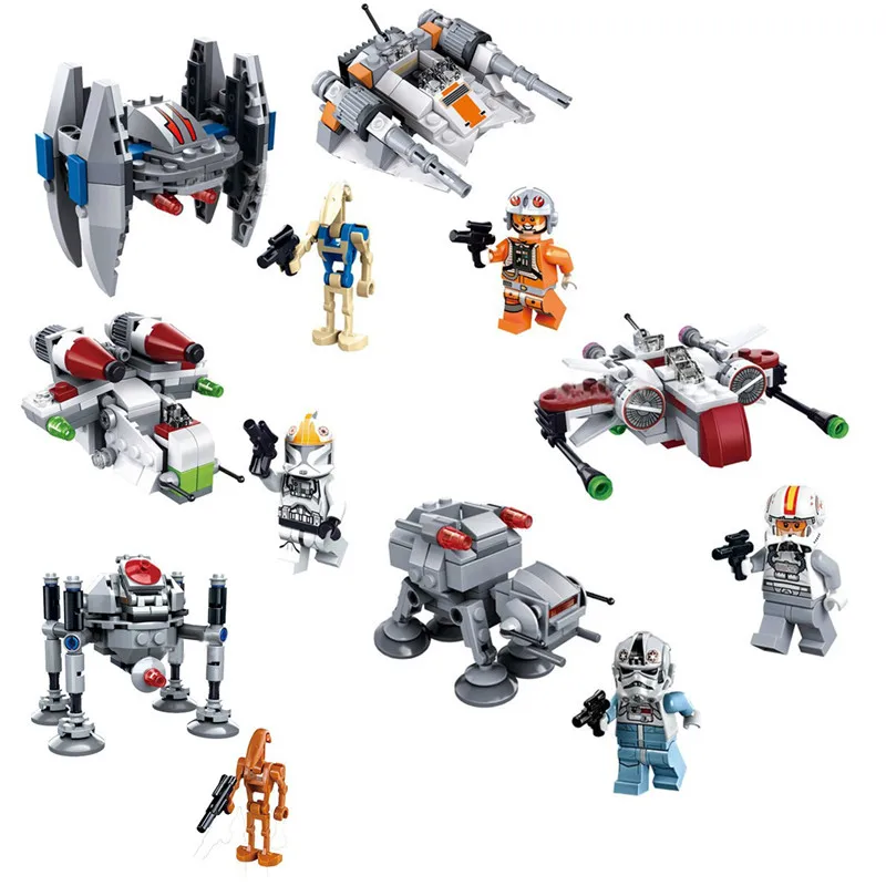 6Pcs/Set Star Wars Spaceship Microfighters Millennium AT-ST Fighters Building Blocks Bricks Toys Compatible with Lego Warships
6Pcs/Set Star Wars Spaceship Microfighters Millennium AT-ST Fighters Building Blocks Bricks Toys Compatible with Lego Warships