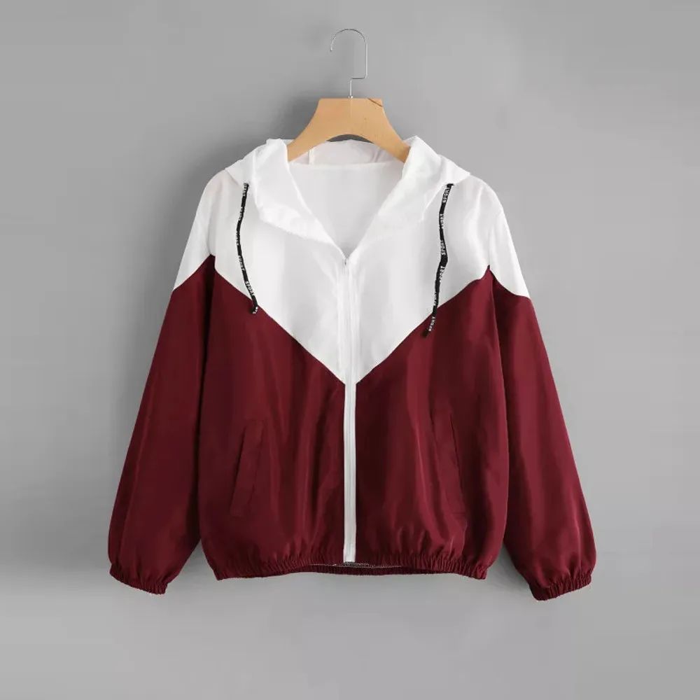 Long Sleeve Patchwork Thin Skinsuits Autumn Women Drawstring Hooded Zipper Pockets thin Sport Coat Boyfriend Windbreaker A50
Long Sleeve Patchwork Thin Skinsuits Autumn Women Drawstring Hooded Zipper Pockets thin Sport Coat Boyfriend Windbreaker A50
