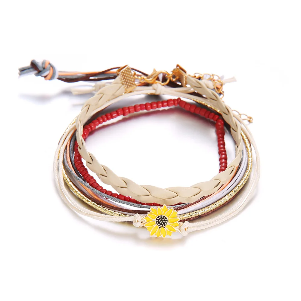Sunflower Wave Waterproof Braided Wax Rope Friendship Bracelets Set Seed Beads String Ocean Surfer Bangle Anklet for Women Girls
Sunflower Wave Waterproof Braided Wax Rope Friendship Bracelets Set Seed Beads String Ocean Surfer Bangle Anklet for Women Girls