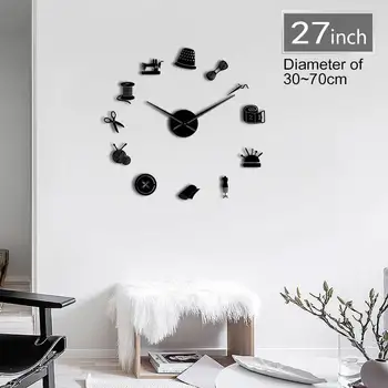 Sewing Instruments Tools Giant DIY Wall Clock Seamstress Designer Mirror Effect Wall Art Room Decor 3D Frameless Clock Watch
Sewing Instruments Tools Giant DIY Wall Clock Seamstress Designer Mirror Effect Wall Art Room Decor 3D Frameless Clock Watch