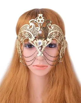 Luxury Girls' Party Mask Queen's Beaded Masquerade Eye Hollow Out Metal Masks With Chain Pattern Golden For Party
Luxury Girls' Party Mask Queen's Beaded Masquerade Eye Hollow Out Metal Masks With Chain Pattern Golden For Party