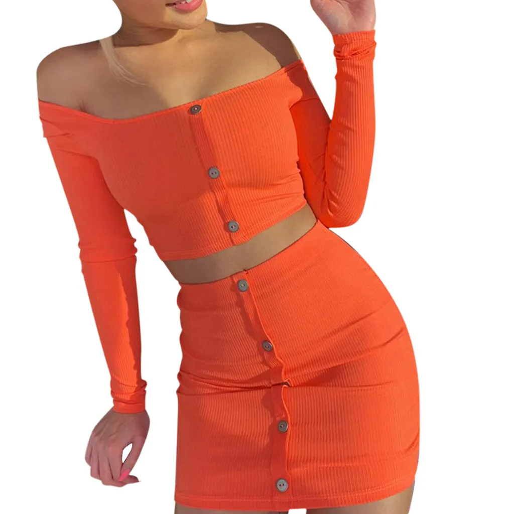 Sexy Suits Two Piece Sets Fashion 2019 Women Solid Bottons Long Sleeve Off Shoulder Crop Top Mini Skirt komplety damskie #YL15
Sexy Suits Two Piece Sets Fashion 2019 Women Solid Bottons Long Sleeve Off Shoulder Crop Top Mini Skirt komplety damskie #YL15