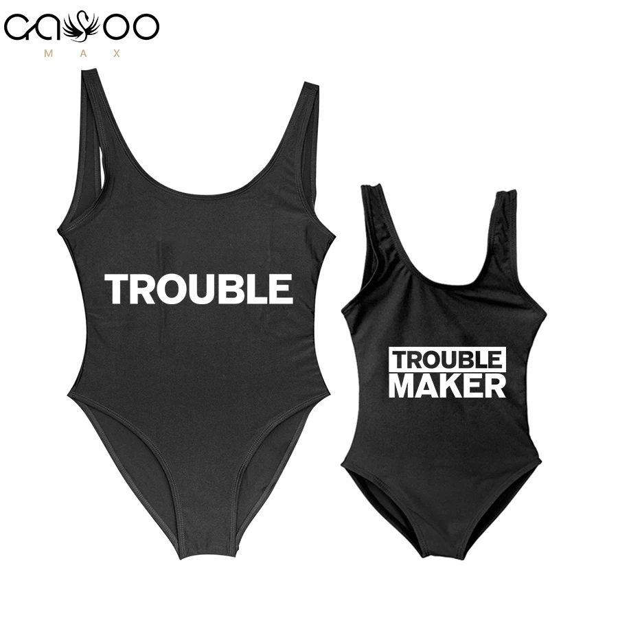 2019 Mom And Daughter Cute One Piece Swimsuit Trouble Maker Funny Letter Family Matching Outfits Baby Girl Swimwear Bathing Suit
2019 Mom And Daughter Cute One Piece Swimsuit Trouble Maker Funny Letter Family Matching Outfits Baby Girl Swimwear Bathing Suit