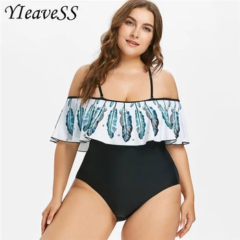 Plus Size Swimwear Women Feather Printed Open Shoulder Large Size 1 One Piece Swimsuit Plus Size Bodysuit Large Size 3XL 4XL
Plus Size Swimwear Women Feather Printed Open Shoulder Large Size 1 One Piece Swimsuit Plus Size Bodysuit Large Size 3XL 4XL