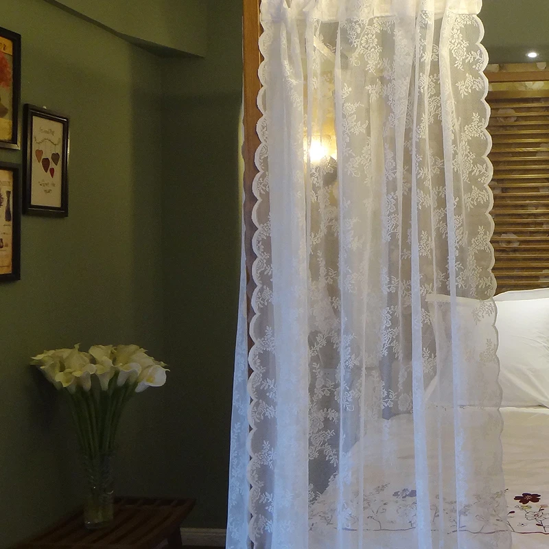 Crocheted Lace Curtains Pastoral Flower Pattern Crochet Window