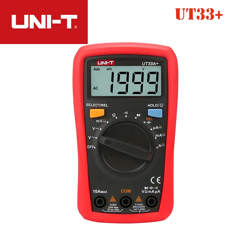UNI-T UT33A+/UT33B+/UT33C+/UT33D+ Digital Multimeters Professional Electrical Handheld Ammeter Multitester Datahold Backlight
UNI-T UT33A+/UT33B+/UT33C+/UT33D+ Digital Multimeters Professional Electrical Handheld Ammeter Multitester Datahold Backlight