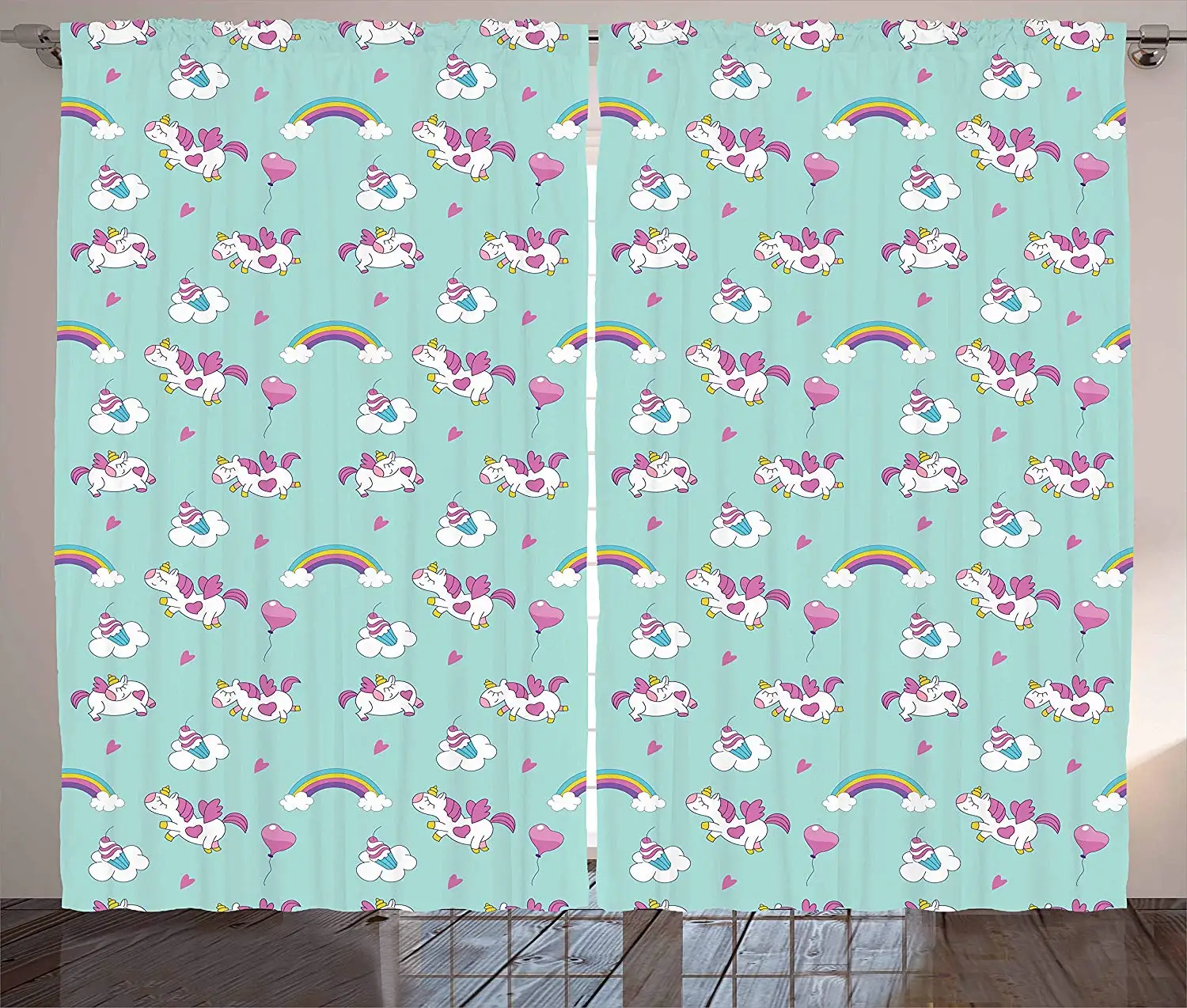Unicorn Party Curtains Magical Cartoon Characters with Horns and Wings Cupcakes Hearts and Balloons Living Room Bedroom Window
Unicorn Party Curtains Magical Cartoon Characters with Horns and Wings Cupcakes Hearts and Balloons Living Room Bedroom Window
