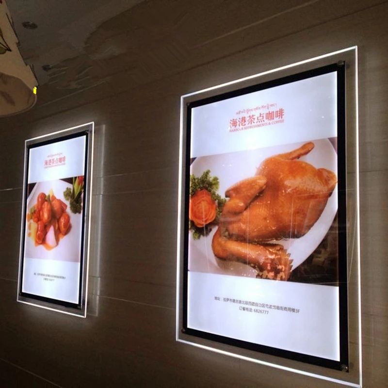 Фото 10 Units Fast Food Restaurant Store Acrylic Frame LED Illuminated Menu Boards 40x60x1.1cm | Освещение
