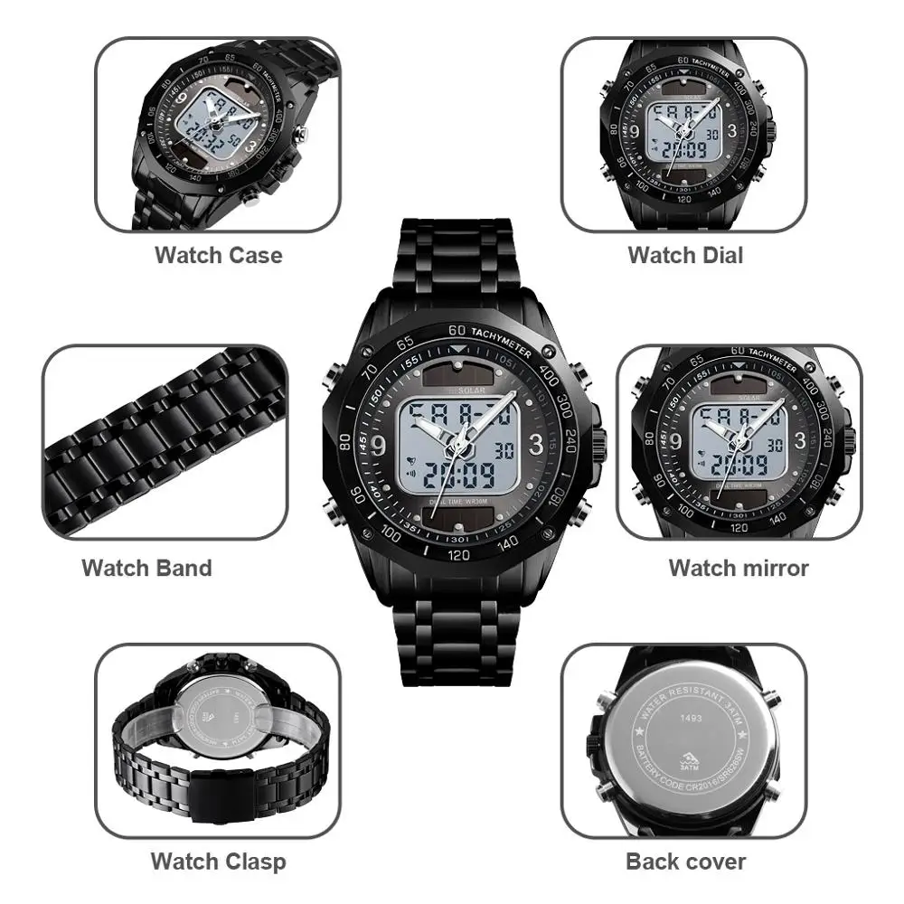 Часы наручные мужские кварцевые с солнечной батареей люксовые брендовые модные