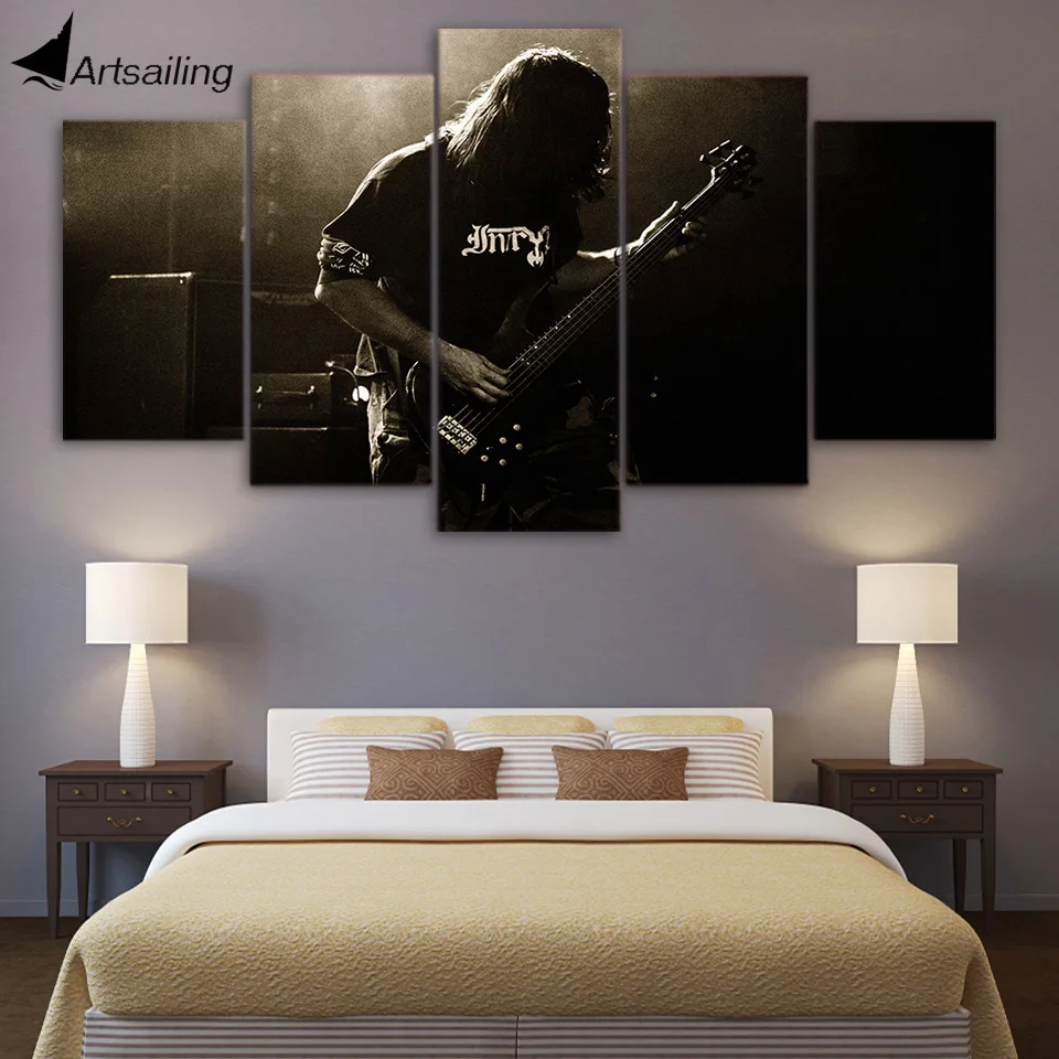 HD Printed 5 Piece Canvas Art Guitar Player Paintings Wall Pictures Modular Music Poster Home Decor Free Shipping NY-7180C | Дом и сад