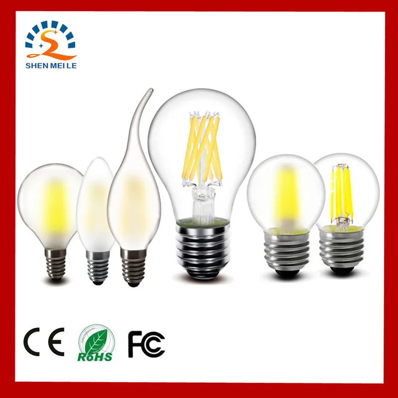 

E27 E14 Clear Glass LED Bulb 2w 4w 6w 8w A60 G45 ST64 220v AC LED candles Lamp Frosted Filament light 240v AC Indoor lighting