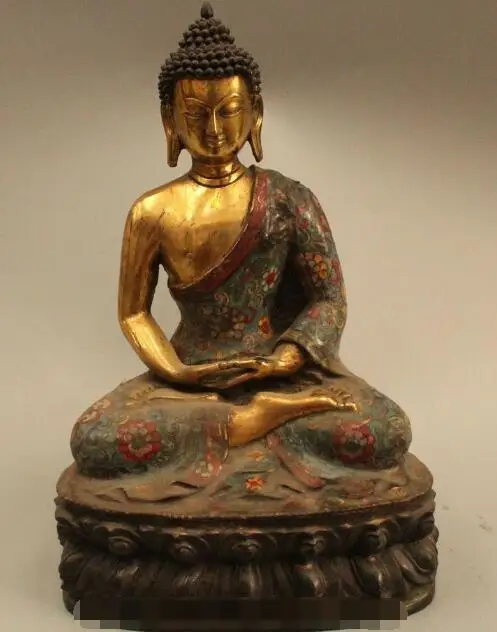 S6297 13"Chinese Cloisonne Bronze Gild Sakyamuni Shakyamuni Amitabha Buddha Statue D0318
S6297 13"Chinese Cloisonne Bronze Gild Sakyamuni Shakyamuni Amitabha Buddha Statue D0318