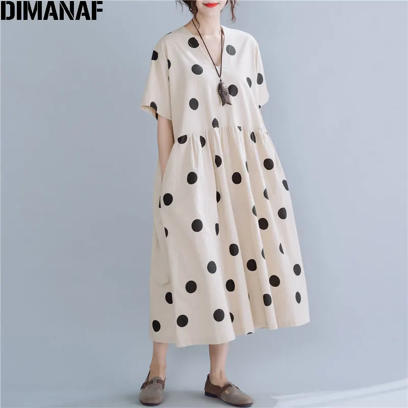 DIMANAF Plus Size 2019 New Women Summer Dress V-Neck Beach Holiday Polka Dot Casual Elegant Lady Style Loose Long Female Dress
DIMANAF Plus Size 2019 New Women Summer Dress V-Neck Beach Holiday Polka Dot Casual Elegant Lady Style Loose Long Female Dress