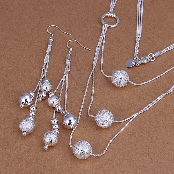 Hot party jewelry temperament charm matte hanging beads necklace Drop Earrings fashion women Silver color jewelry sets S123
Hot party jewelry temperament charm matte hanging beads necklace Drop Earrings fashion women Silver color jewelry sets S123
