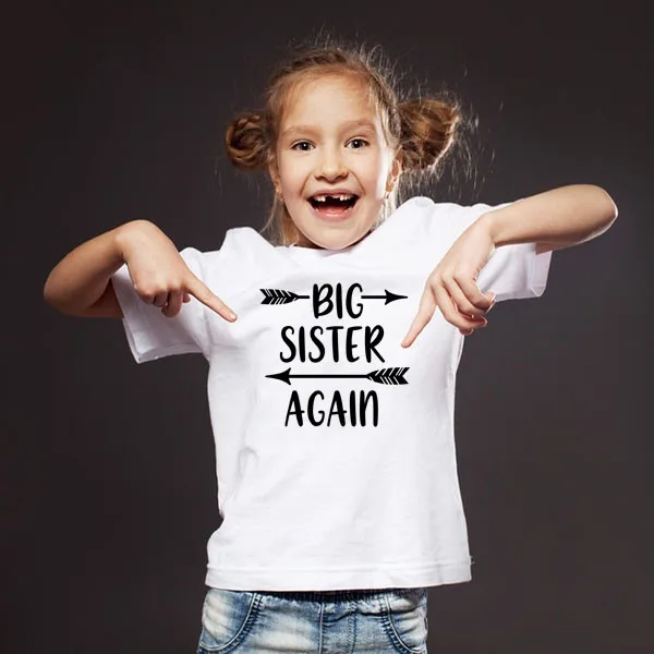 Big Sister Again Little Girl Fashion Funny Print T-shirt Kids Summer O-Neck Tops Boys & Girls Tshirt Casual White Tops Tees
Big Sister Again Little Girl Fashion Funny Print T-shirt Kids Summer O-Neck Tops Boys & Girls Tshirt Casual White Tops Tees