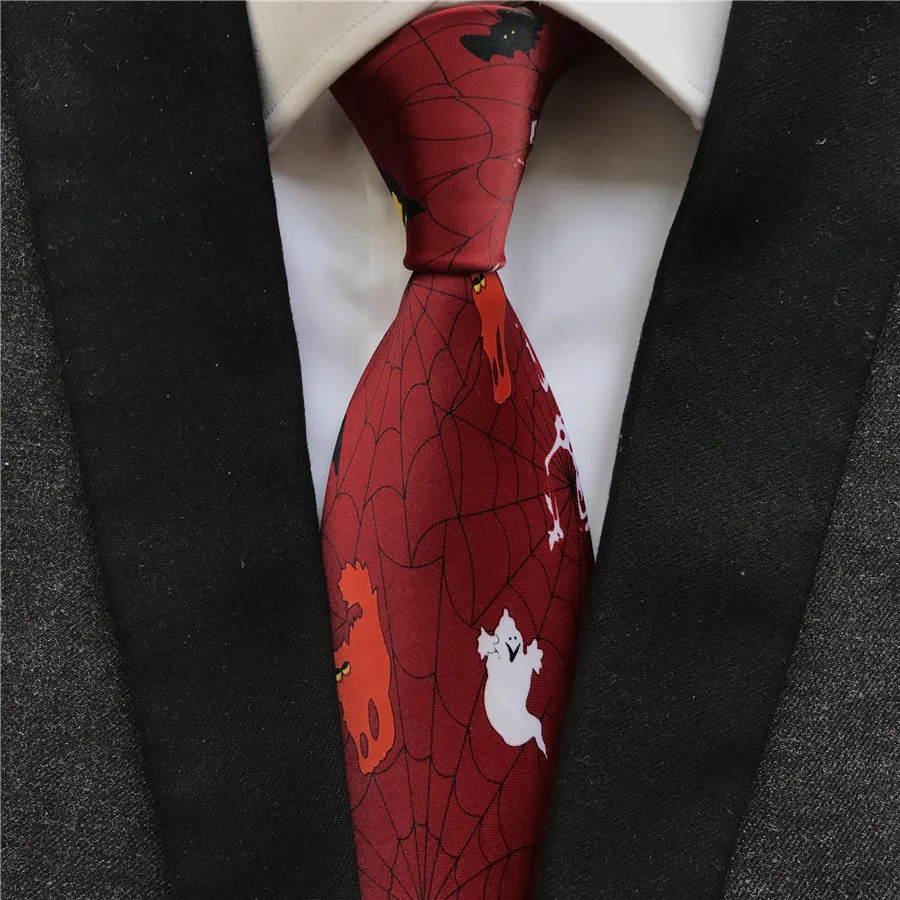 Mens Halloween Spooky Black Bats Necktie Tie Neckwear